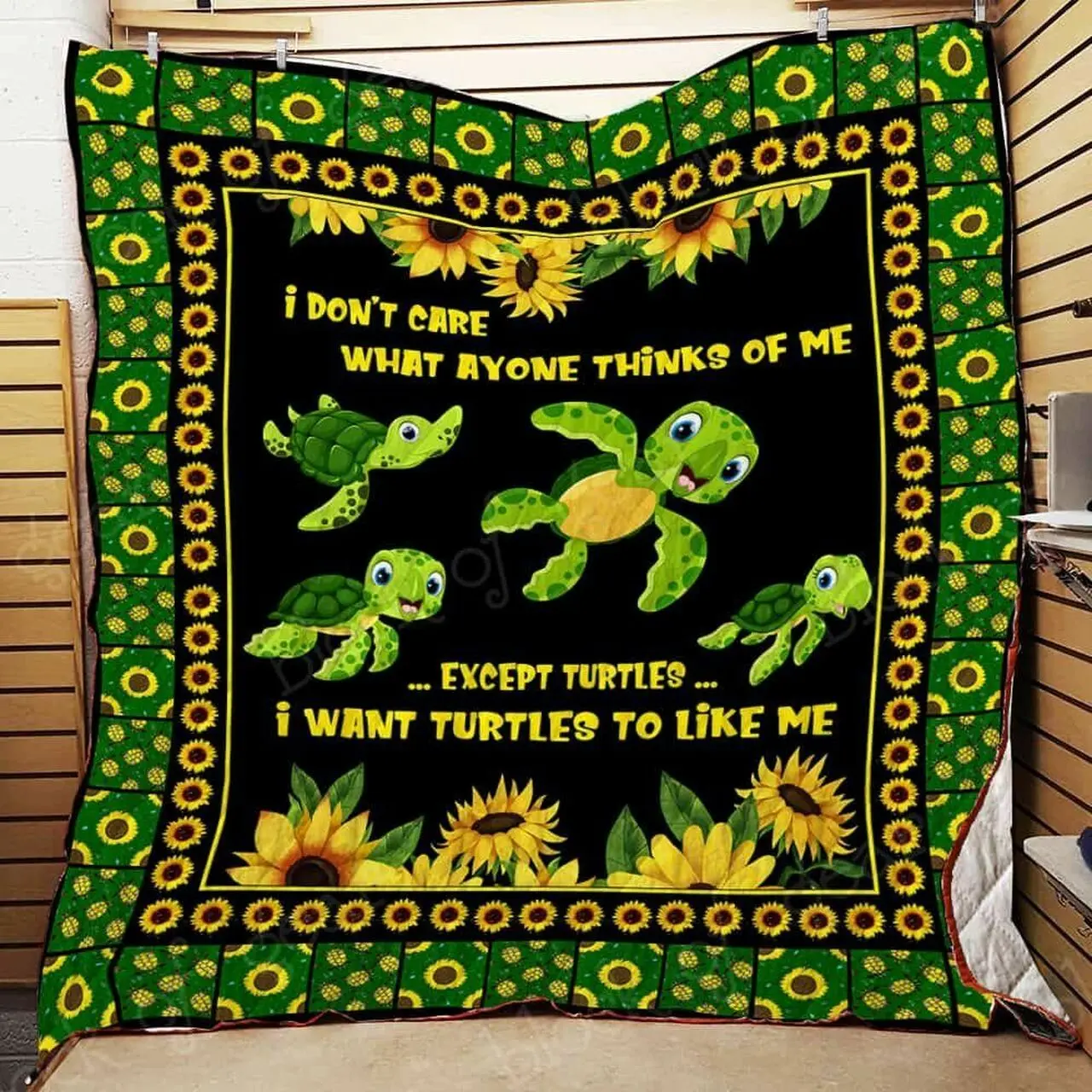 Turtles And Sunflowers Cl2100579Mdq Quilt Blanket and Home Decor