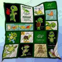 Turtles Make Me Happy Cl22100539Mdq Quilt Blanket and Home Decor