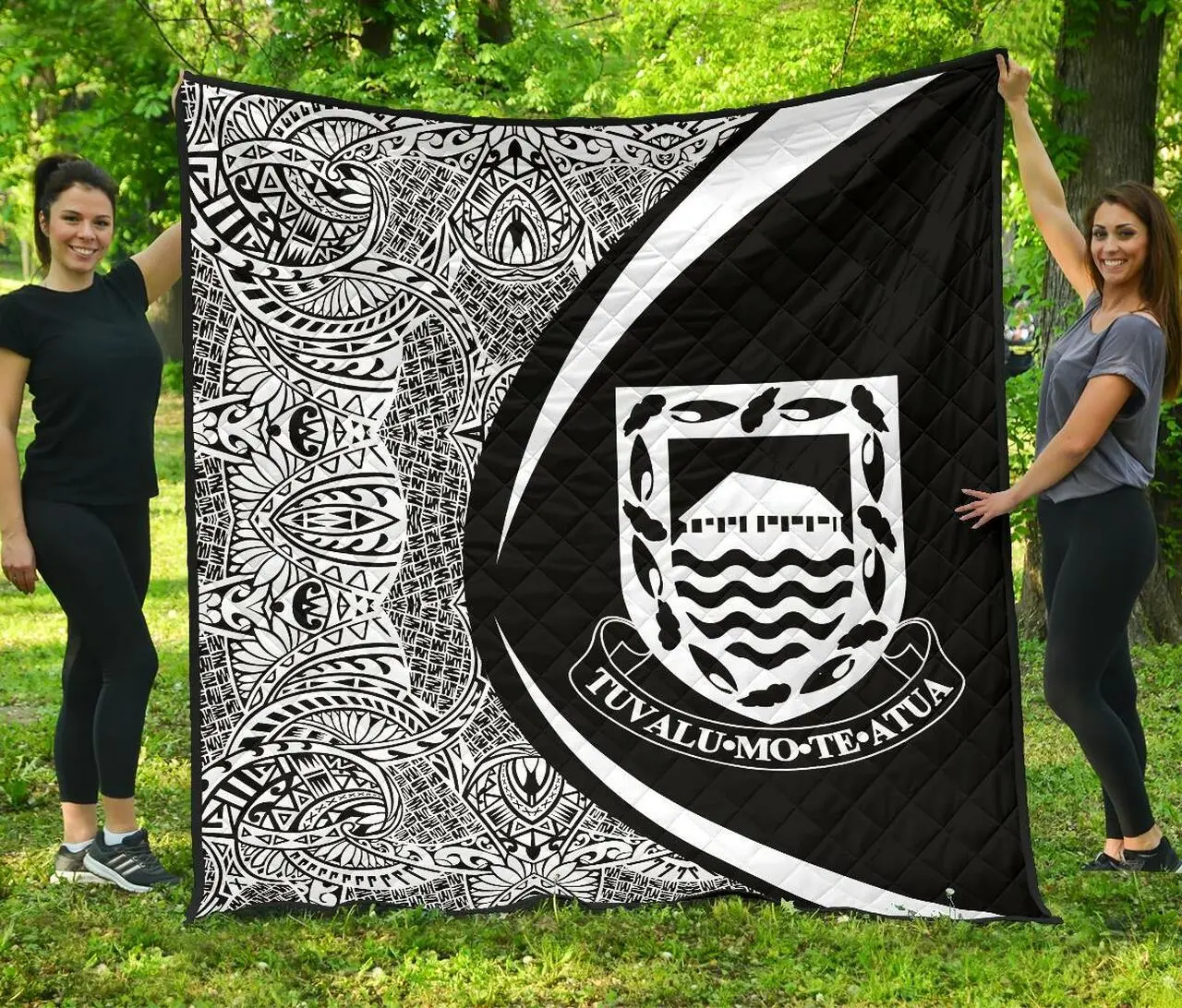 Tuvalu Coat Of Arms Polynesian Premium Quilt Circle Style 01 J2 Quilt and Home Decor