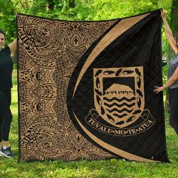 Tuvalu Coat Of Arms Polynesian Premium Quilt  Circle Style  02 J2  Quilt and Home Decor