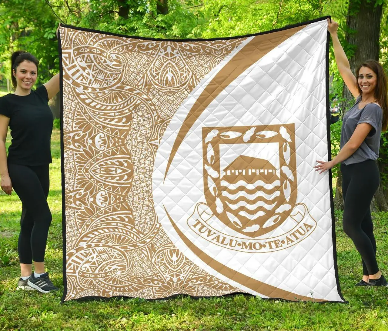 Tuvalu Coat Of Arms Polynesian Premium Quilt Circle Style 03 J2 Quilt and Home Decor