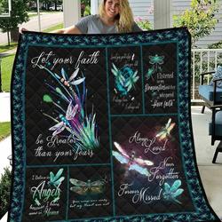 Twinkle Night Dragonfly Let Your Faith Be Greater Than Your Fears Quilt Blanket Great Customized Blanket Gifts For Birthday Christmas Thanksgiving and Home Decor