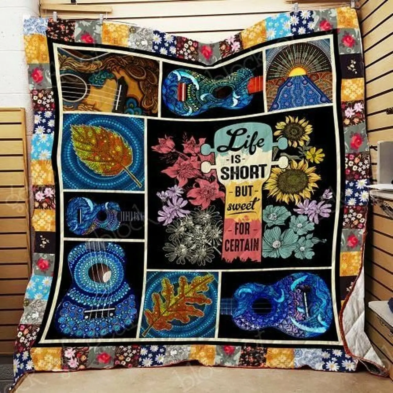 Ukulele Life Is Short But Sweet For Certain Quilt Blanket Great Customized Blanket Gifts For Birthday Christmas Thanksgiving and Home Decor