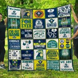 Unc Wilmington Seahawks 2 Quilt Blanket and Home Decor