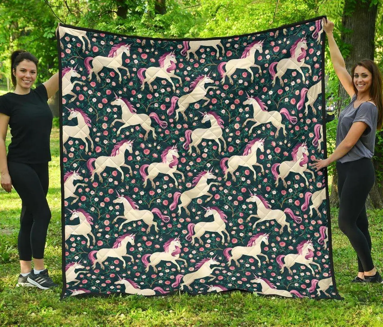 Unicorn Floral Cl12100709Mdq Quilt Blanket and Home Decor