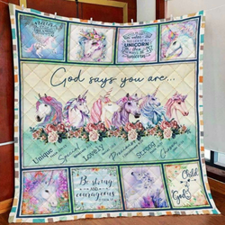 Unicorn God Says You Are Unique Special Lovely Precious Strong Chosen Quilt  Dnstyles and Home Decor