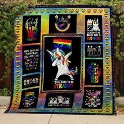 Unicorn Lgbt Be Yourself Quilt Blanket and Home Decor