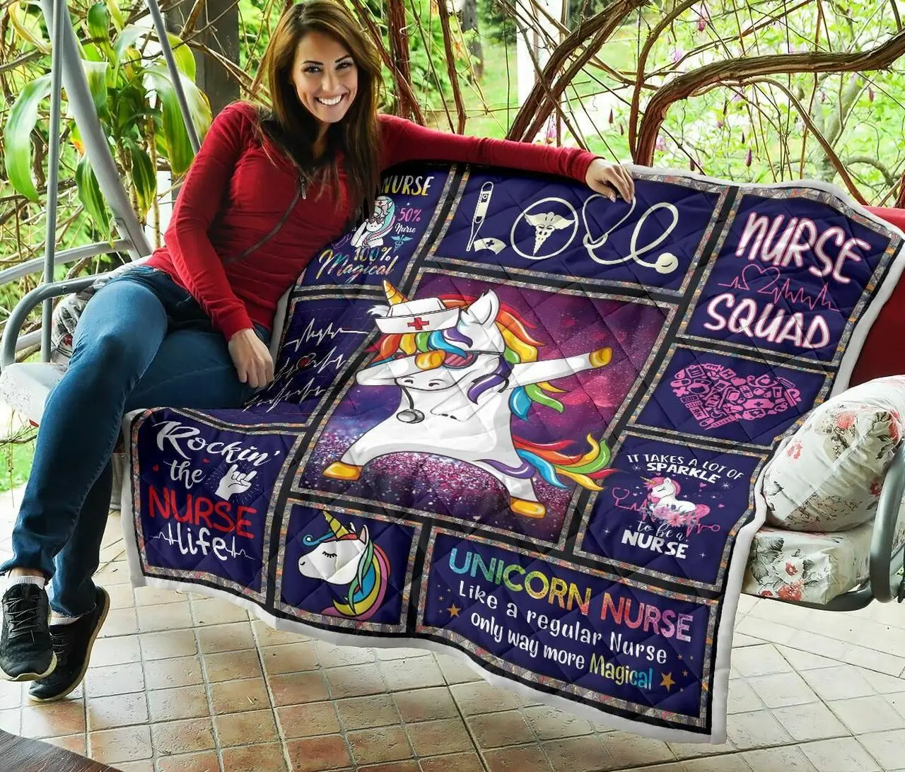Unicorn Nurse Quilt Blanket Dhc020120197Td and Home Decor