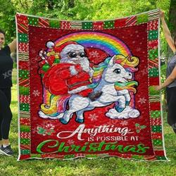 Unicorn Santa  Quilt Home Decor  Quilt and Home Decor