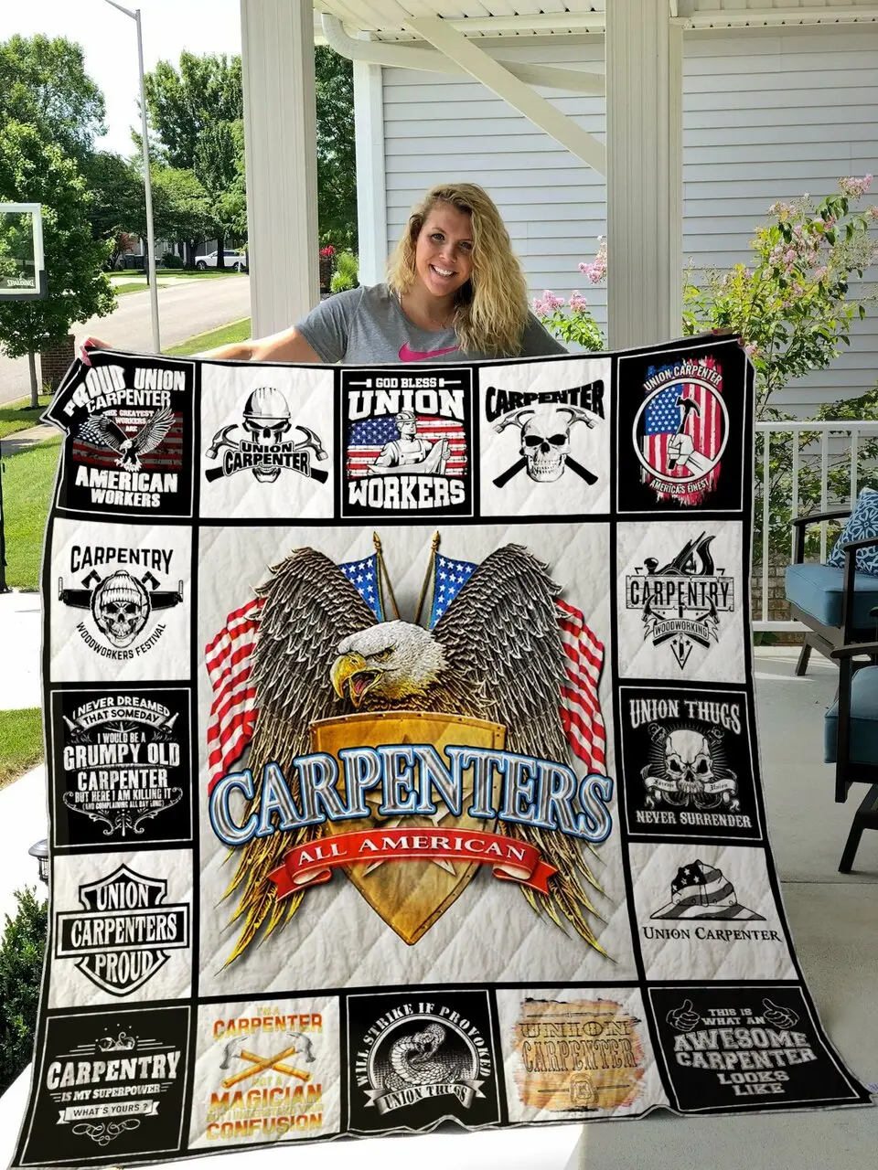 Union Carpenter Quilt Blanket Great Customized Gifts For Birthday Christmas Thanksgiving Perfect Gifts For Carpenter and Home Decor