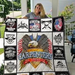 Union Carpenter Quilt Blanket Great Customized Gifts For Birthday Christmas Thanksgiving Perfect Gifts For Carpenter and Home Decor