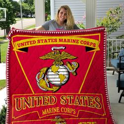 United States Marine Corps Quilt Blanket Great Customized Blanket Gifts For Birthday Christmas Thanksgiving      and Home Decor