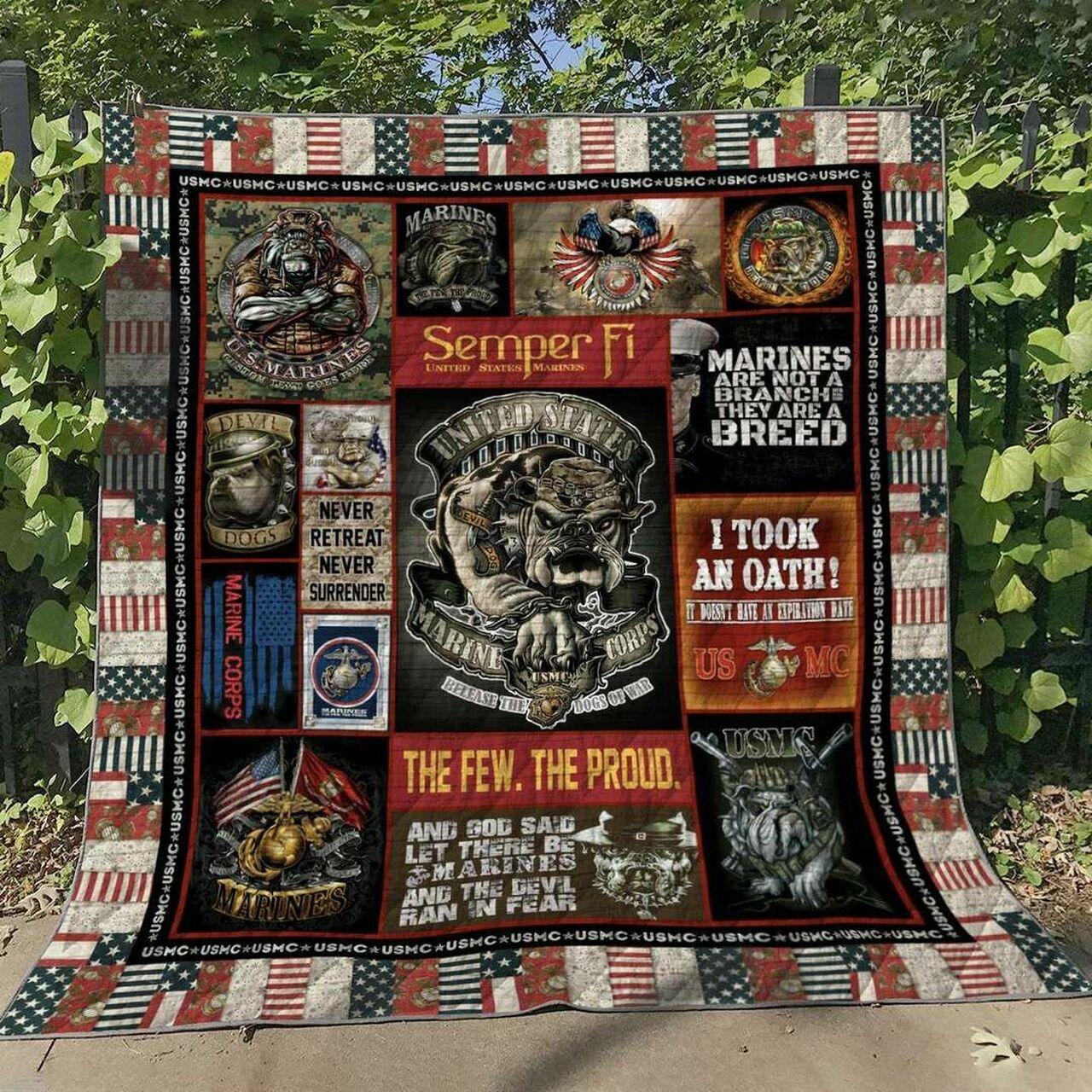 United States Marines Dog Tl100630 Quilt Blanket and Home Decor