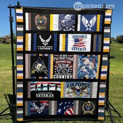Us Airforce Veteran Quilt Blanket Lk08  Quilt and Home Decor