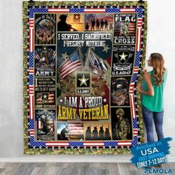 US army i served i sacrificed i regret nothing i am a proud army veteran quilt blanket 3D Hoodie Sweater Tshirt and Home Decor