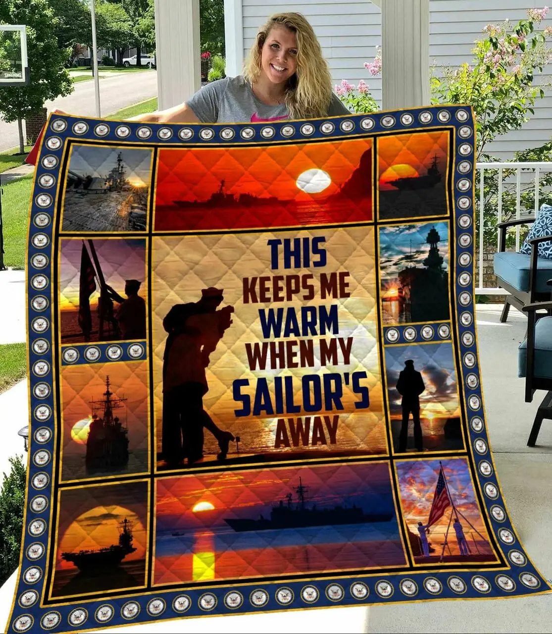 US Marine Quilt Blanket DHC080175VT and Home Decor