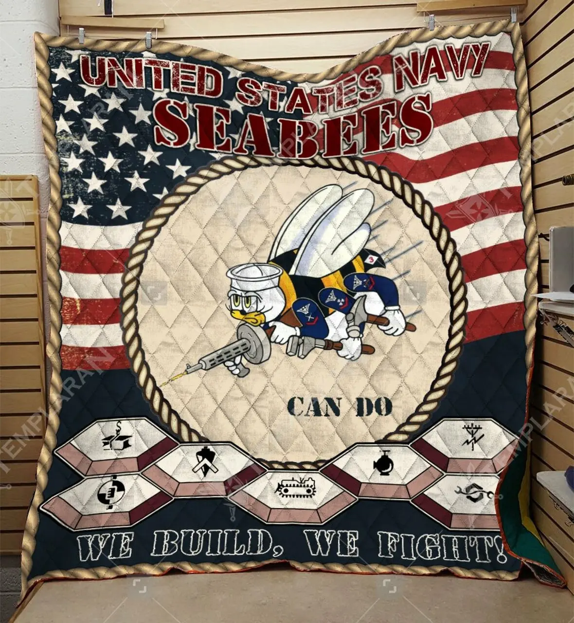 Us Navy Seabee Blanket Htt-Qct00024 Quilt and Home Decor