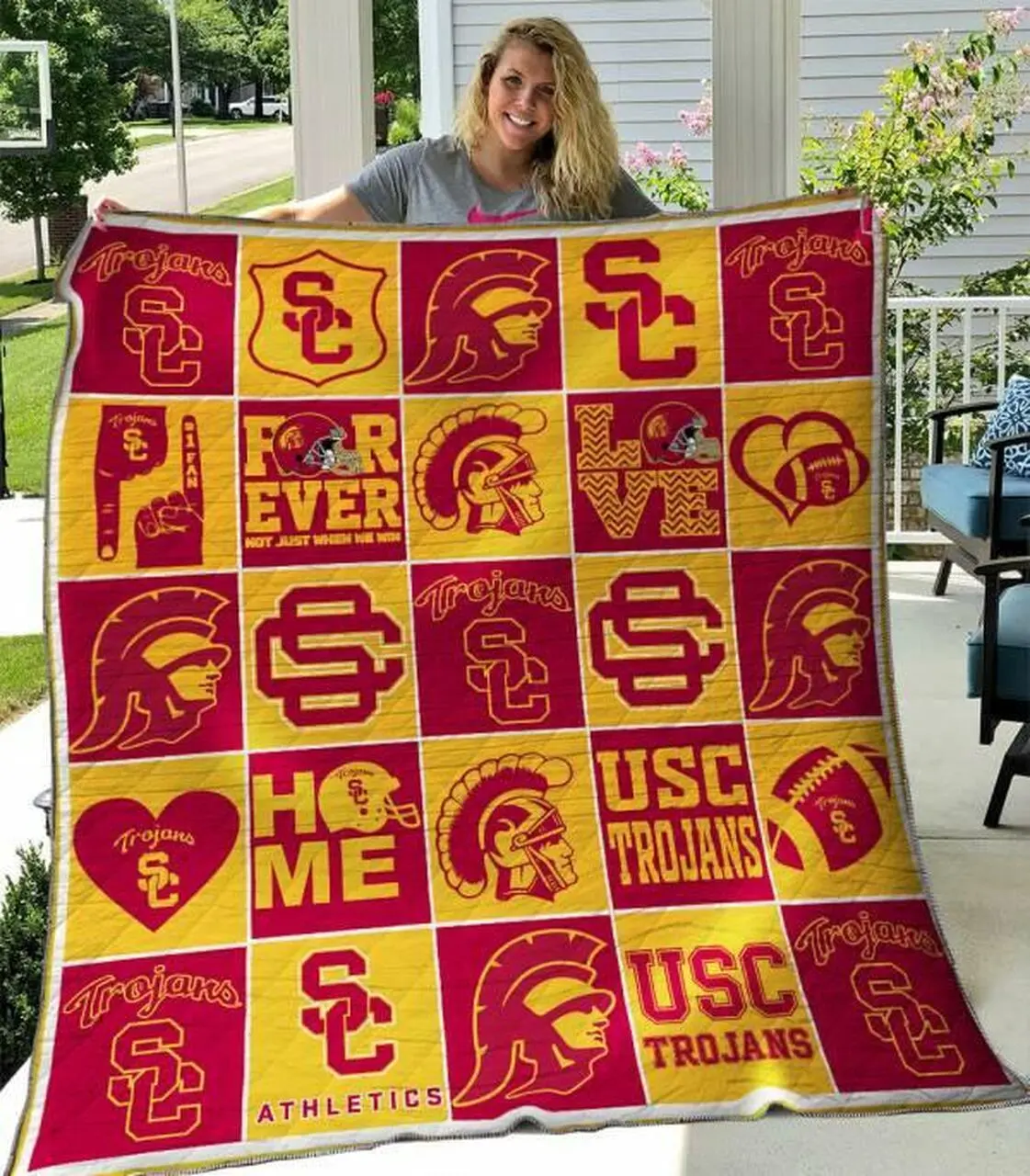 Usc Trojans Quilt Blanket B100627 Quilt and Home Decor
