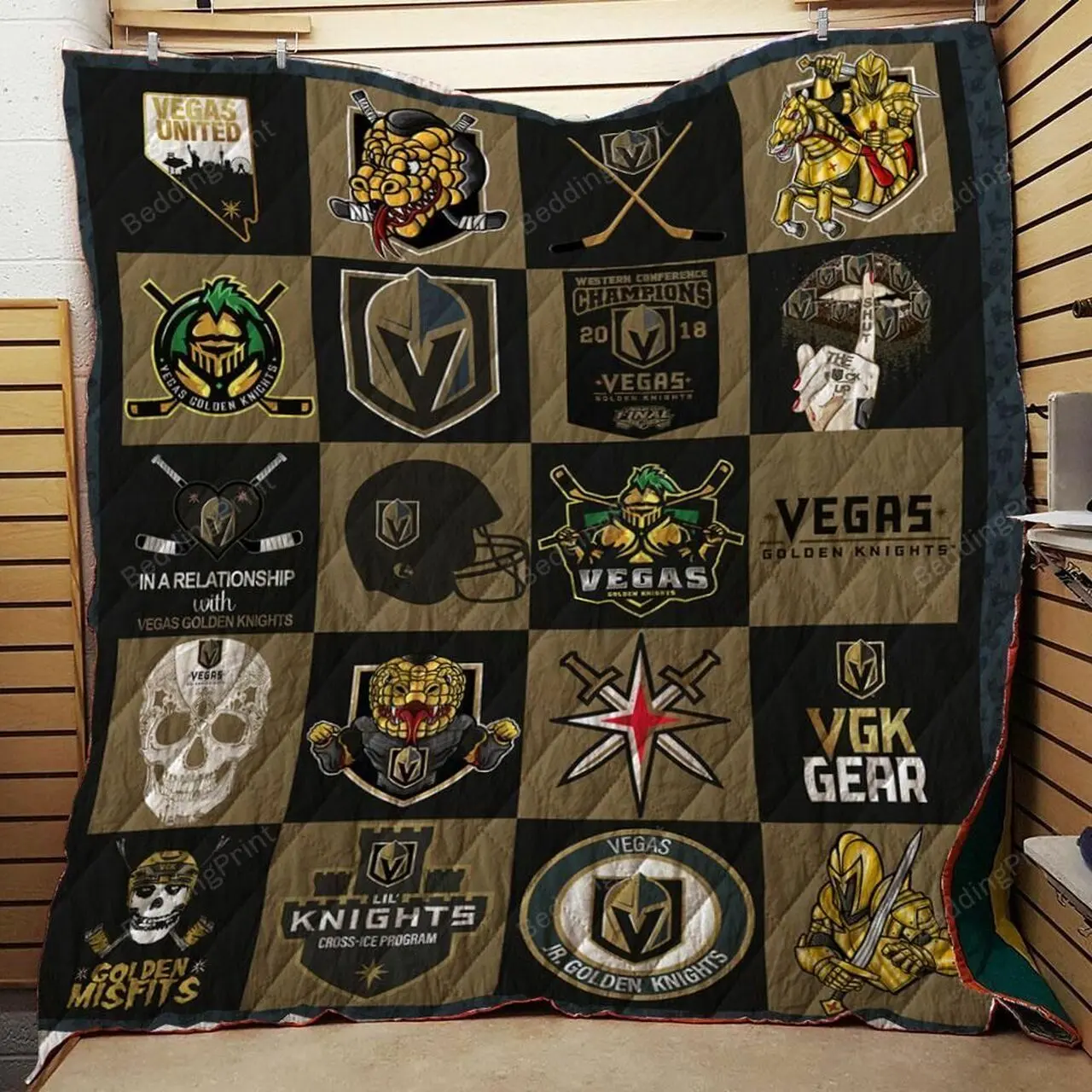 Vegas Golden Knights Quilt Blanket and Home Decor