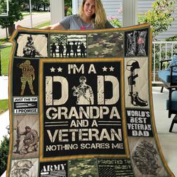 Veteran Dad Grandpa Just The Tip I Promise Quilt Blanket Great Customized Gifts For Birthday Christmas Thanksgiving FatherS Day Perfect Gifts For Us Veteran Lover and Home Decor