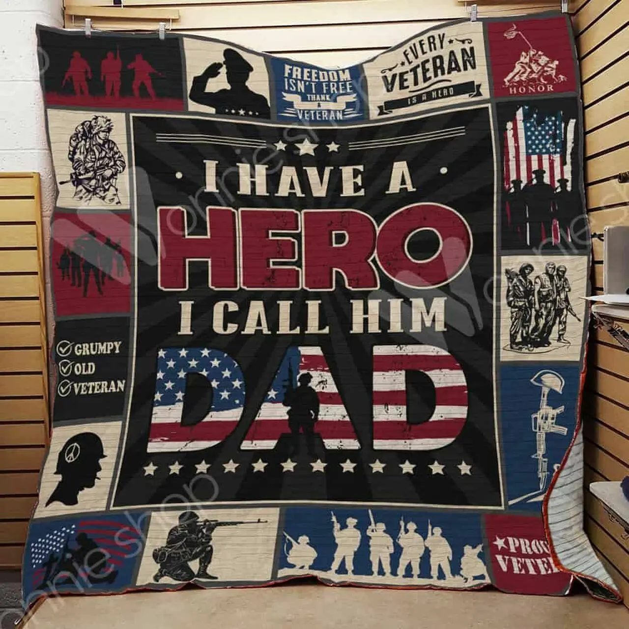 Veteran Dad Quilt Blanket Dhc1102278Td and Home Decor