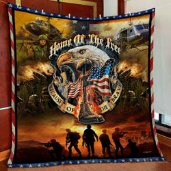 Veteran Home Of The Free Because Of The Brave Quilt Blanket and Home Decor