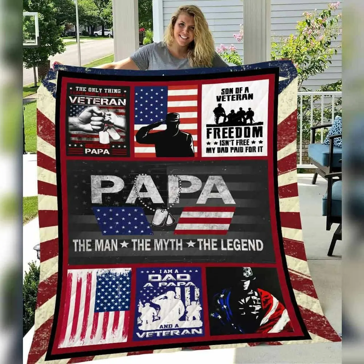 Veteran Papa Cl15100379Mdq Quilt Blanket and Home Decor