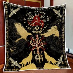 Viking Fenrir Norse Wolf All Over Printed Quilt  Maria and Home Decor