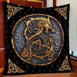 Viking Fenrir Wolf Quilt Blanket and Home Decor