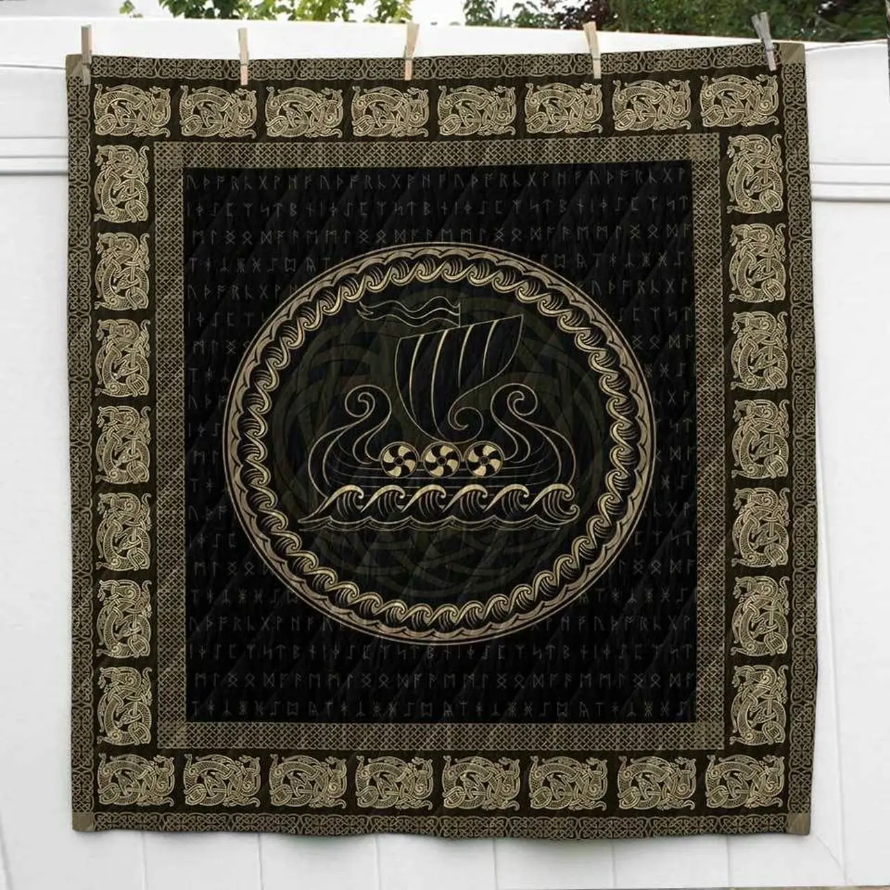 Viking Ship Cl2100597Mdq Quilt Blanket and Home Decor