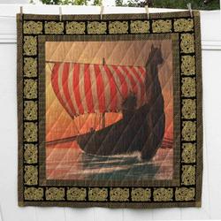 Viking Ship Cl2100598Mdq Quilt Blanket and Home Decor
