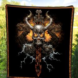 Viking Skull All Over Printed Quilt  Maria and Home Decor