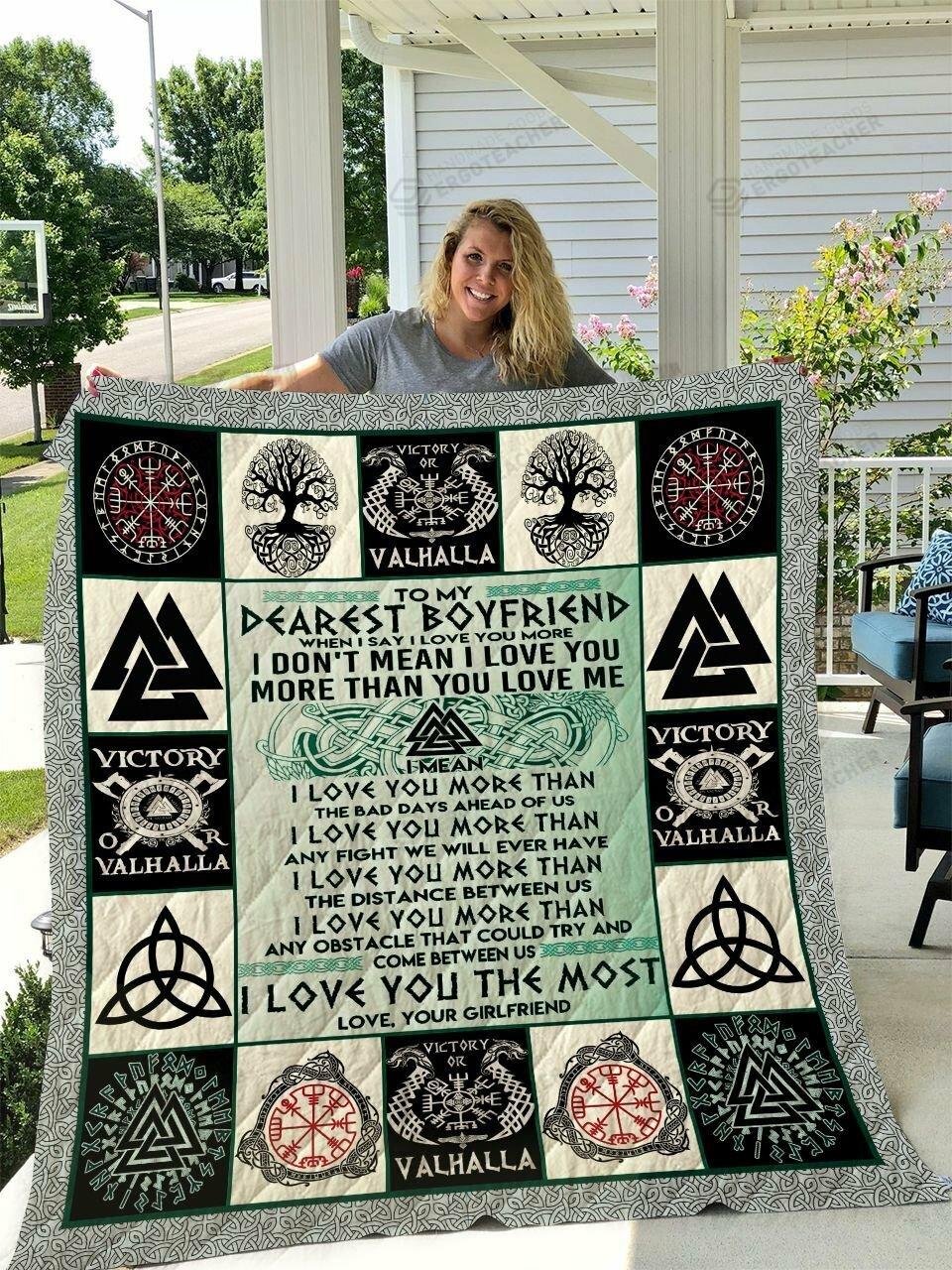 Viking To My Boyfriend Love Girlfriend Quilt Blanket and Home Decor