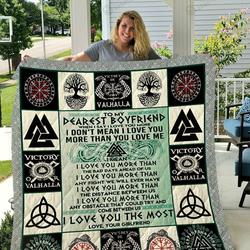 Viking  To My Boyfriend  Love Girlfriend Quilt Blanket and Home Decor