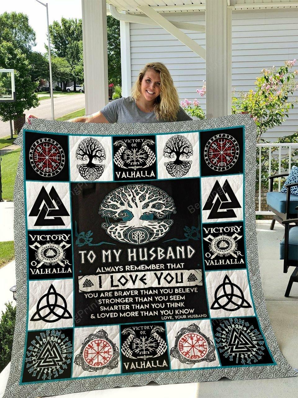 Viking To My Husband Love Wife Quilt Blanket and Home Decor