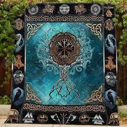Viking Tree Quilt Blanket Great Customized Gifts For Birthday Christmas Thanksgiving Perfect Gifts For Viking Lover and Home Decor