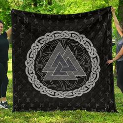 Viking Triple Horn Odin Premium Quilt A7  Quilt and Home Decor