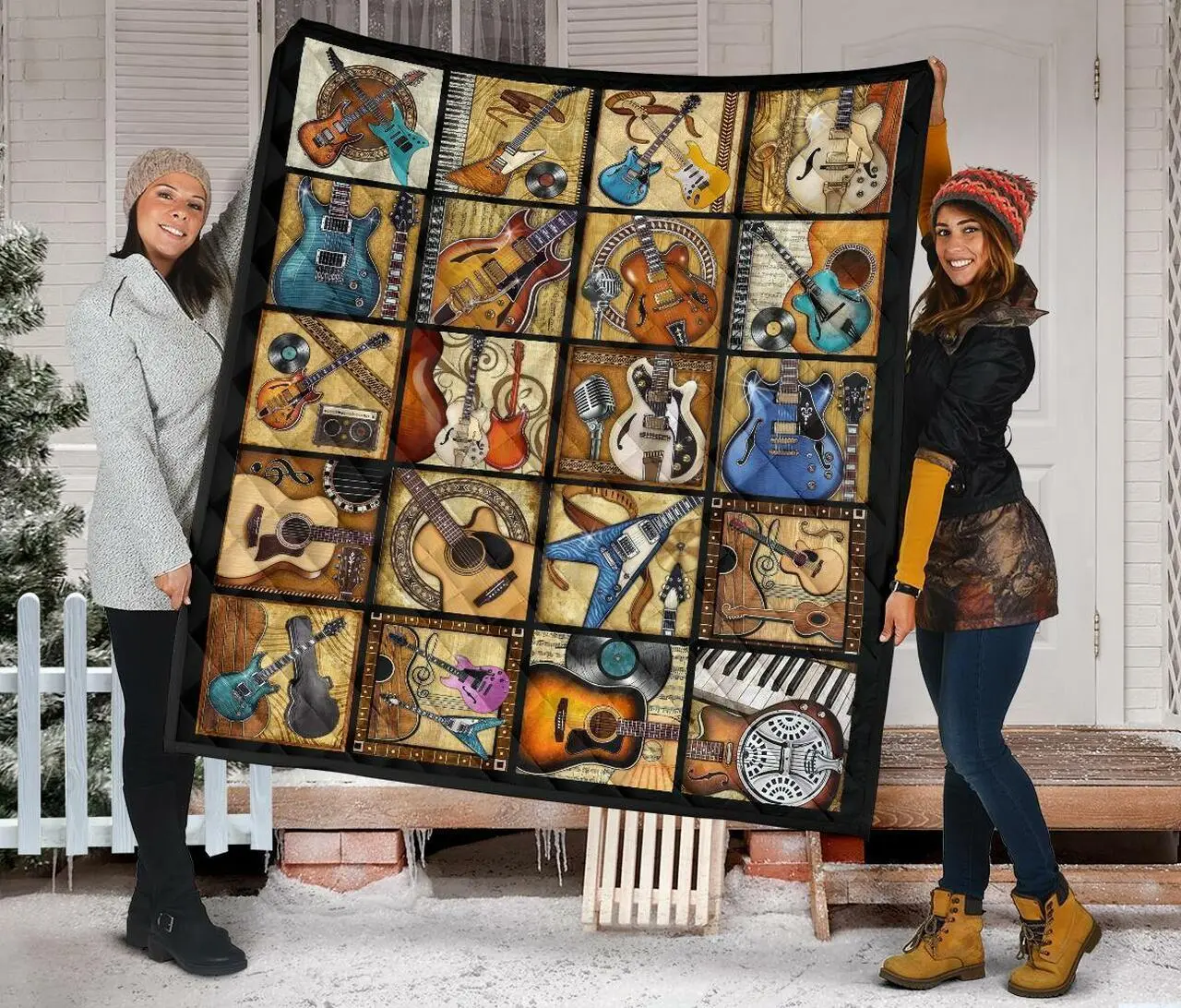 Vintage Guitar Amazing Gift Idea For Guitar Lover Quilt and Home Decor