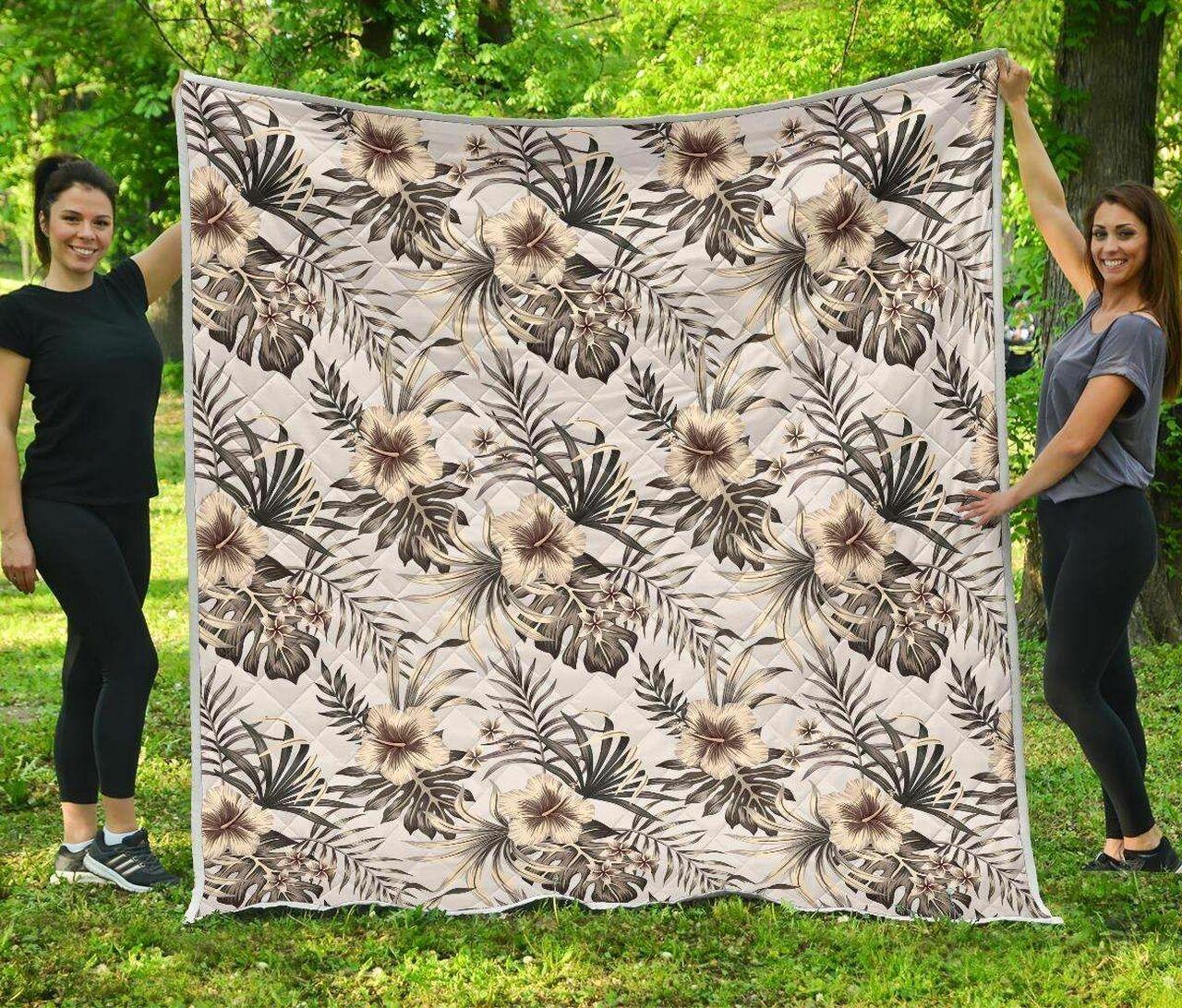 Vintage Hibiscus Plumeria Cl17100669Mdq Quilt Blanket and Home Decor