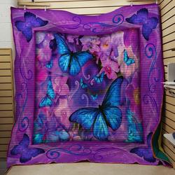 Vintage Love Butterfly Quilt Blanket Great Customized Blanket Gifts For Birthday Christmas Thanksgiving and Home Decor