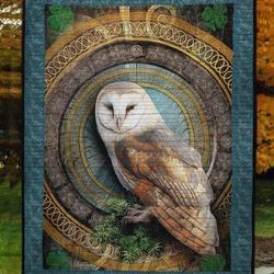 Vintage Owl All Over Printed Quilt  Maria and Home Decor