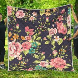 Vintage Rose Floral Flower Hur Quilt Bevrty and Home Decor