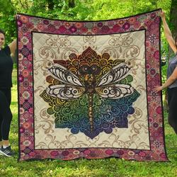 Vintage Style Mandala Dragonfly Gift Idea Quilt and Home Decor