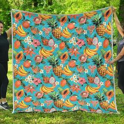 Vintage Tropical Fruits Cl17100680Mdq Quilt Blanket and Home Decor