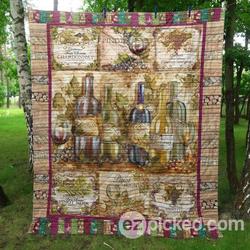 Vintage Wine Time Quilt Blanket Aa22  Quilt and Home Decor