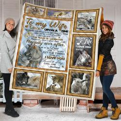 Viticstore Adorable Couple Wolf Gift To Wife- Golden Shade- Soft Cotton Kingsize Quilt and Home Decor
