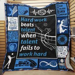 Volleyball Hard Work Beats Talent When Talent Fails To Work Hard Quilt Blanket Great Customized Blanket Gifts For Birthday Christmas Thanksgiving and Home Decor