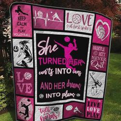 Volleyball Hustle Hit Never Quit Quilt Blanket Great Customized Blanket Gifts For Birthday Christmas Thanksgiving and Home Decor