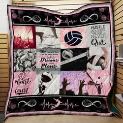 Volleyball Hustle Hit Never Quit Quilt Blanket Great Customized Gifts For Birthday Christmas Thanksgiving Perfect Gifts For Volleyball Lover and Home Decor