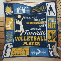 Volleyball SheS Not Just My Granddaughter SheS Also My Favorite Volleyball Player Quilt Blanket Great Customized Blanket Gifts For Birthday Christmas Thanksgiving and Home Decor